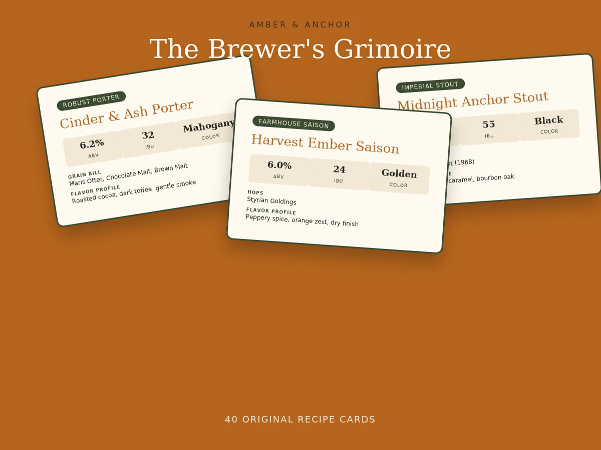 The Brewer's Grimoire — 40 Original Recipe Cards